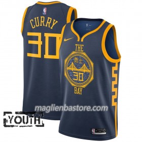 Maglia NBA Golden State Warriors Stephen Curry 30 2018-19 Nike City Edition Navy Swingman - Bambino